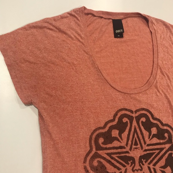 OBEY salmon short sleeved t-shirt ▪️sz Med - Picture 3 of 7